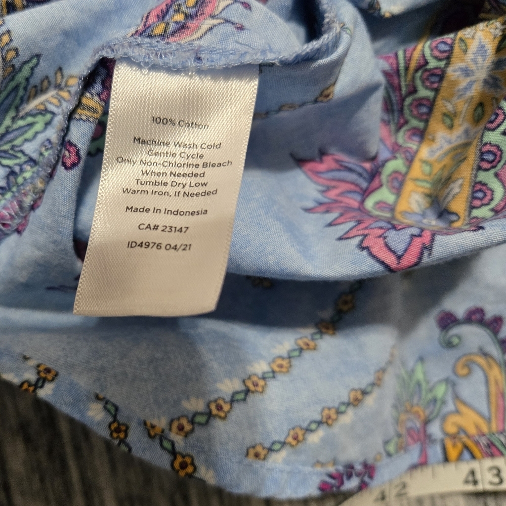 Talbots 100% Cotton Button Down Front Swirly Paisley Long Sleeve Shirt - Size XL - Picture 10 of 10